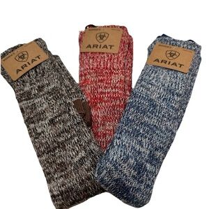Ariat 3 Pack Knee High Cowboy Boot Socks-Tango Red, Capt’s Blue, Espresso Brown